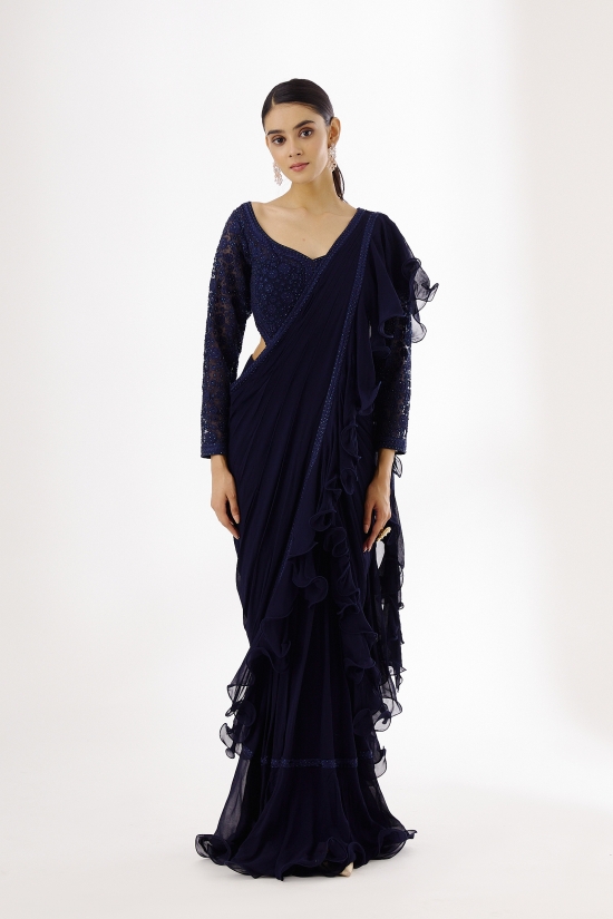 Sapphire Blue Drape Anarkali