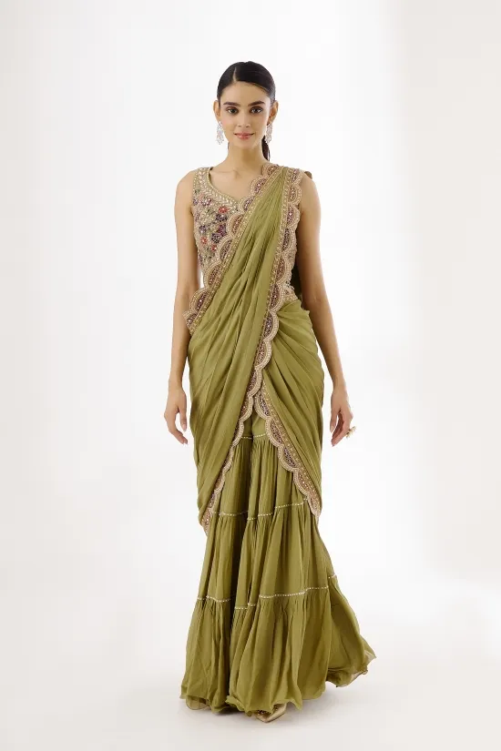 Moss Green Drape Sharara
