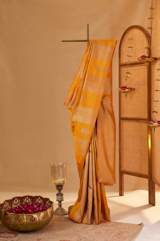 Mustard Kanjivaram Silk Saree