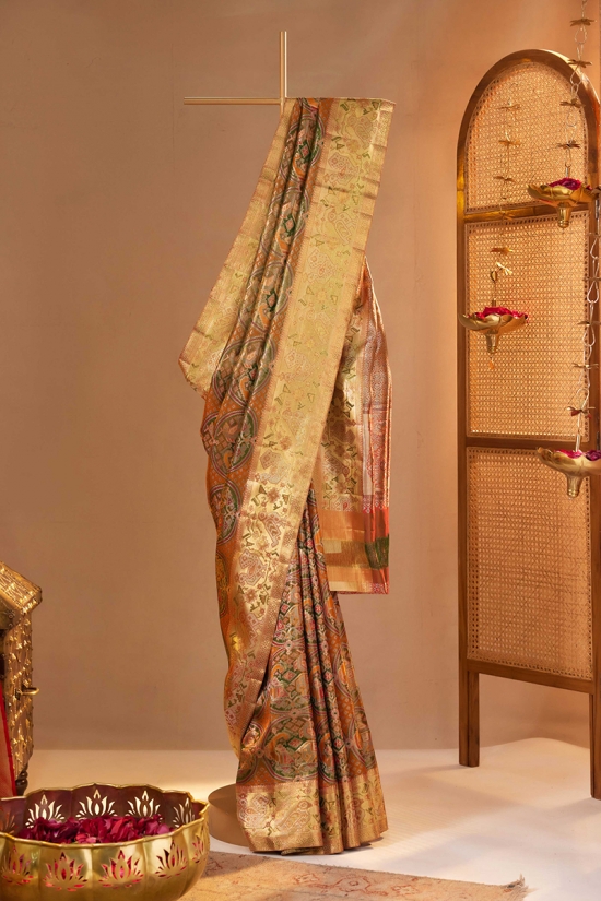 Orange Tissue Silk Saree