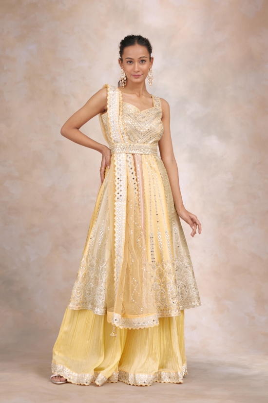 Buy Butter Yellow Georgette Anarkali Suit For Women Online