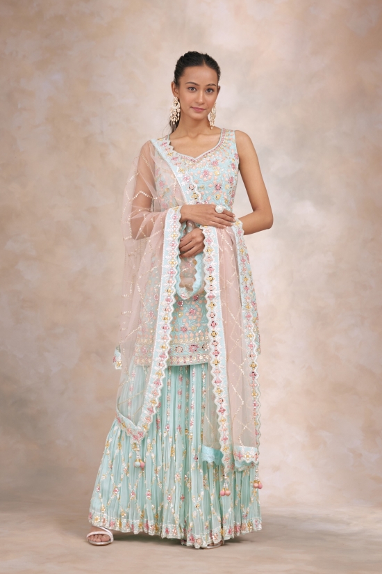 Arctic Blue Georgette Garara Set
