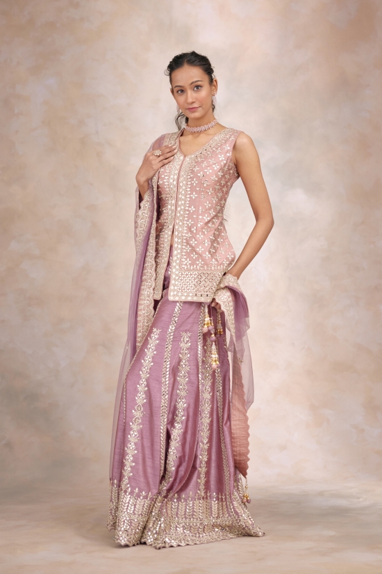 Robust Pink Silk Sharara Set