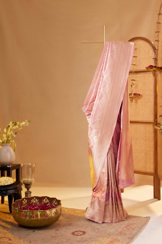 Orchid Pink Banarasi Kattan Silk Saree