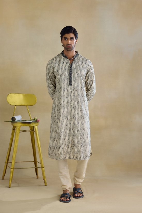 Off-White Pathani Kurta Set