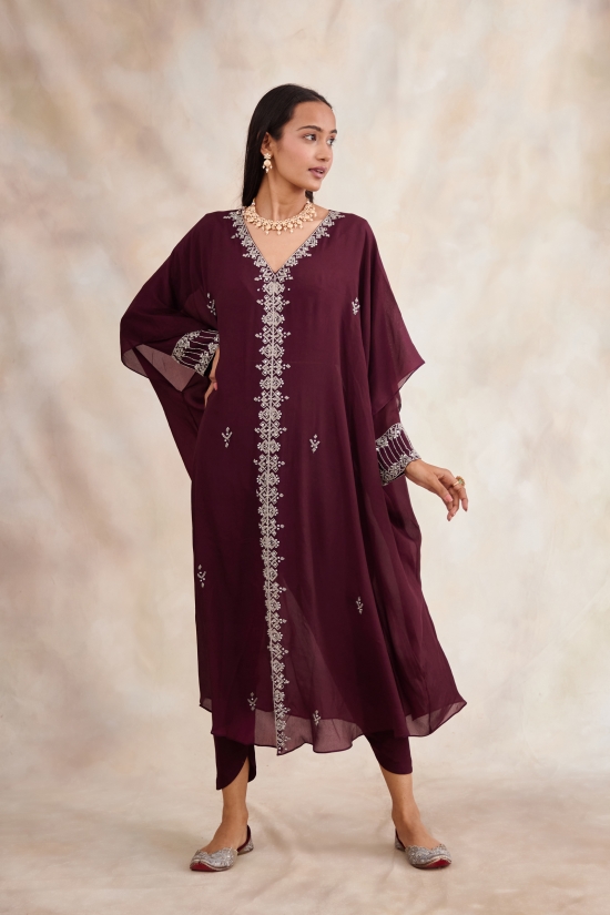 Sangria Red Kaftan Set