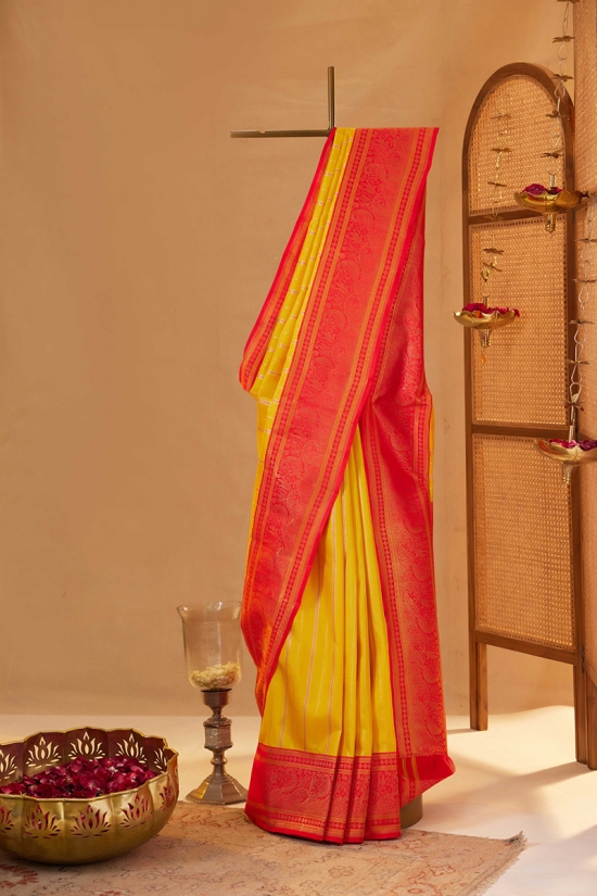 Amber Yellow Kanjivaram Silk Saree