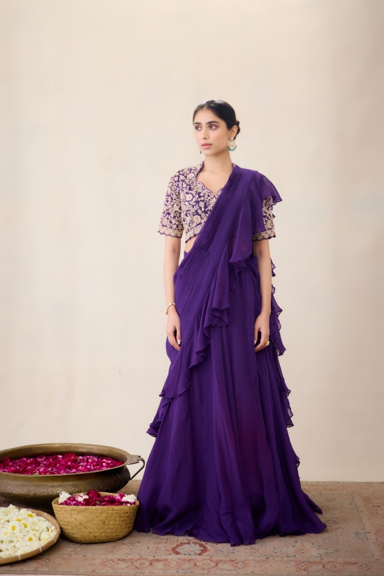 Dark Purple Sharara Set