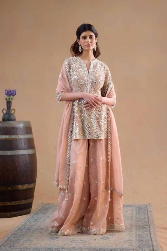 Salmon Pink Sharara Set