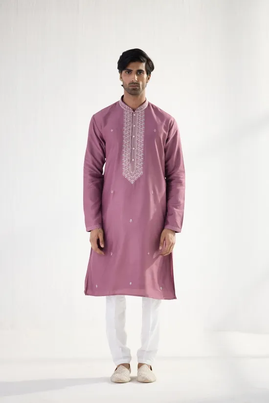 Onion Pink Chanderi Cotton Kurta Set