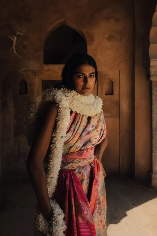 Multicolor Rangkat Banarasi Silk Saree