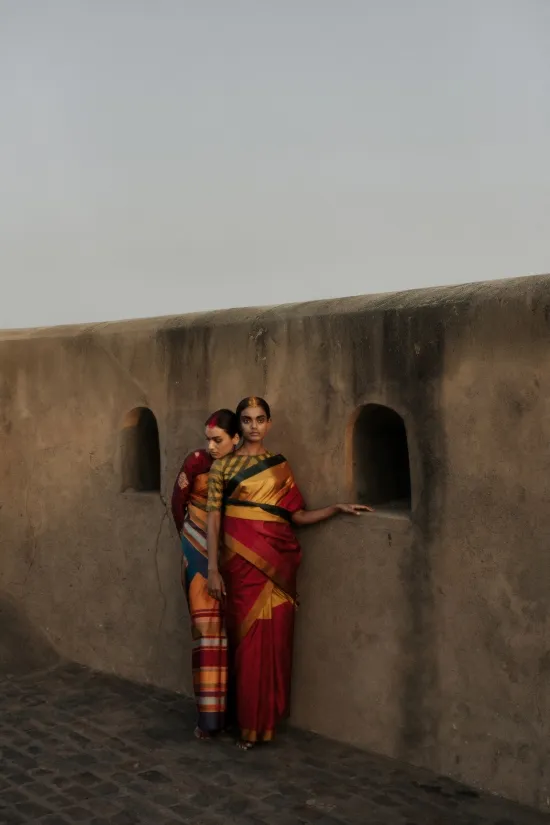Multi-Woven Stripes Satin Silk Saree