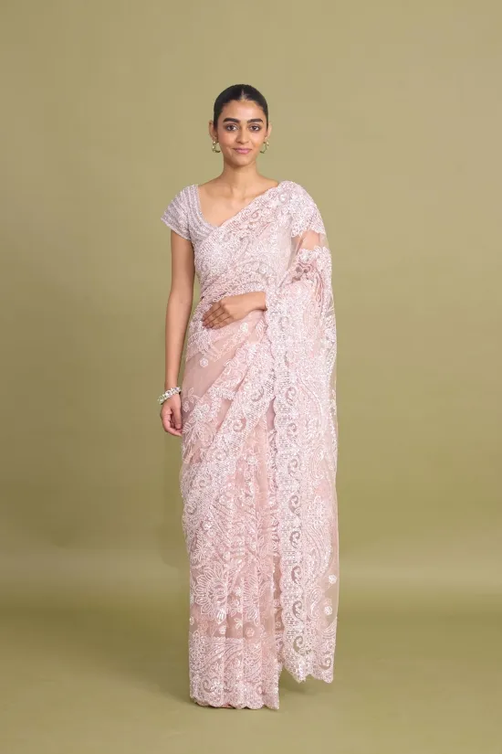 Blush Pink Net Saree