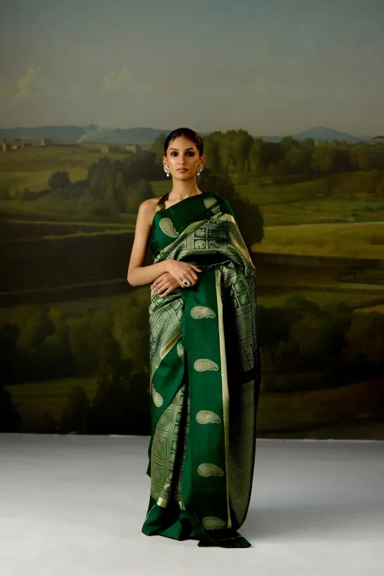 Emerald Green Kanjivaram Silk Saree