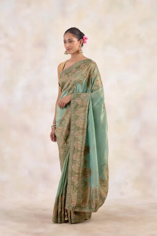 Sage Green Tissue Silk Saree