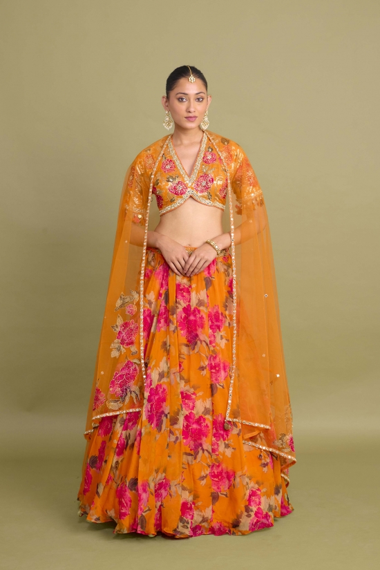 Amber Orange Lehenga Set 