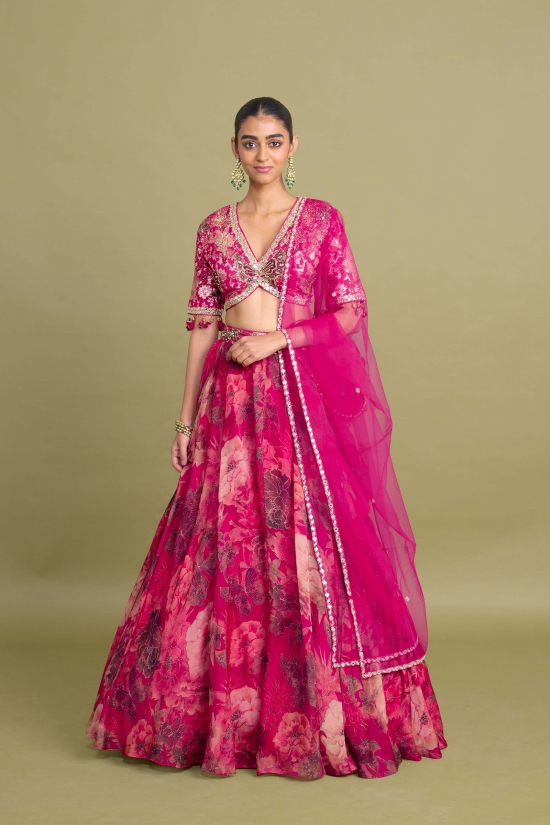 Fuchsia pink Lehenga Set 