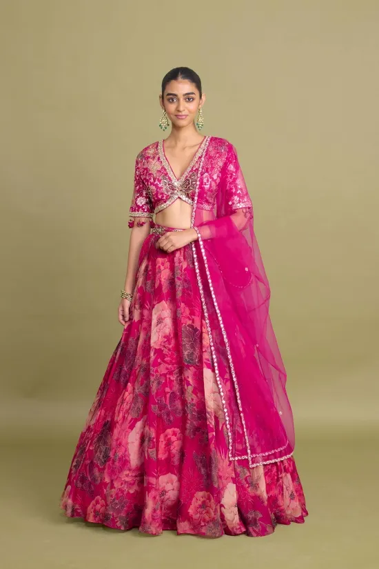 Fuchsia pink Lehenga Set 