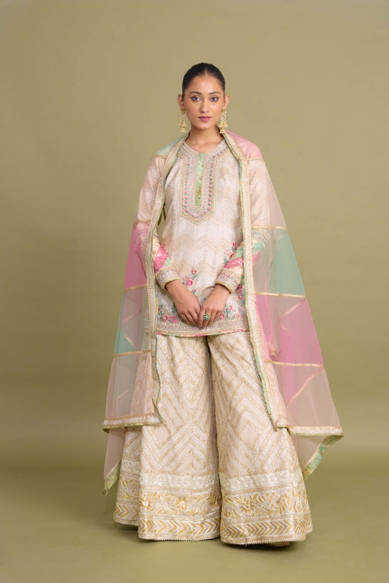 Ivory Gold Sharara Set