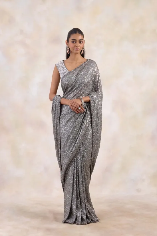 Stone Ash Net Saree 