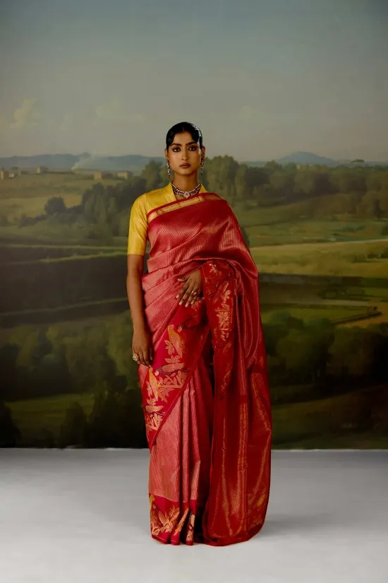 Rani Pink Tissue Silk Saree