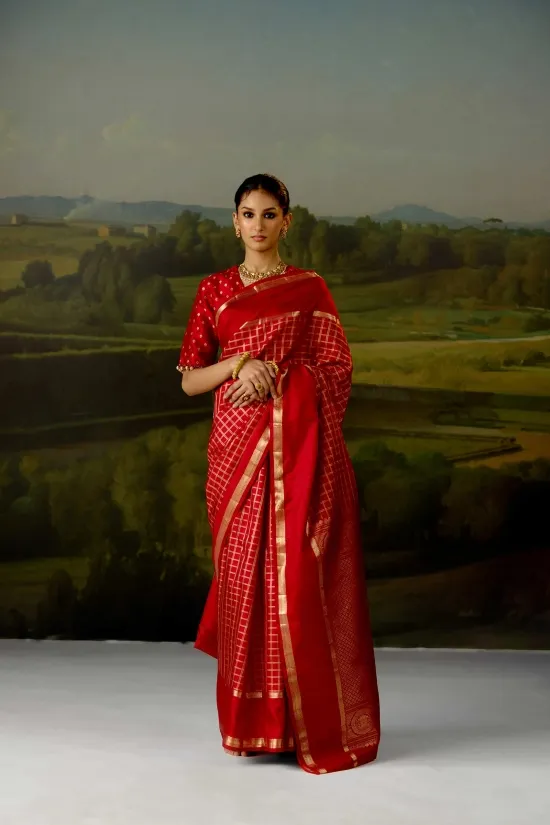 Rich Crimson Kanjivaram Saree