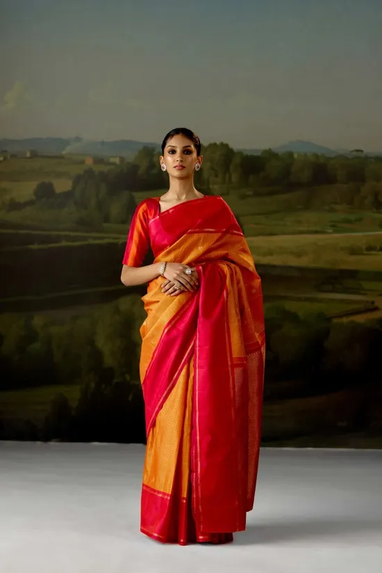 Mustard Kanjivaram Saree