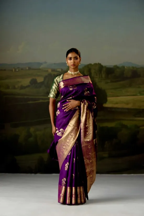Purple Kanjivaram Saree