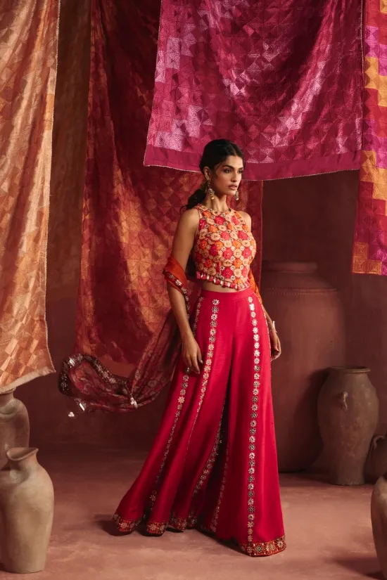 Rani Pink Silk Sharara Set