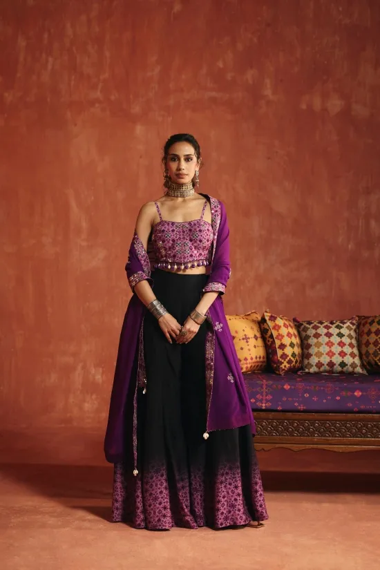 Jamuni And Black Silk Sharara Set