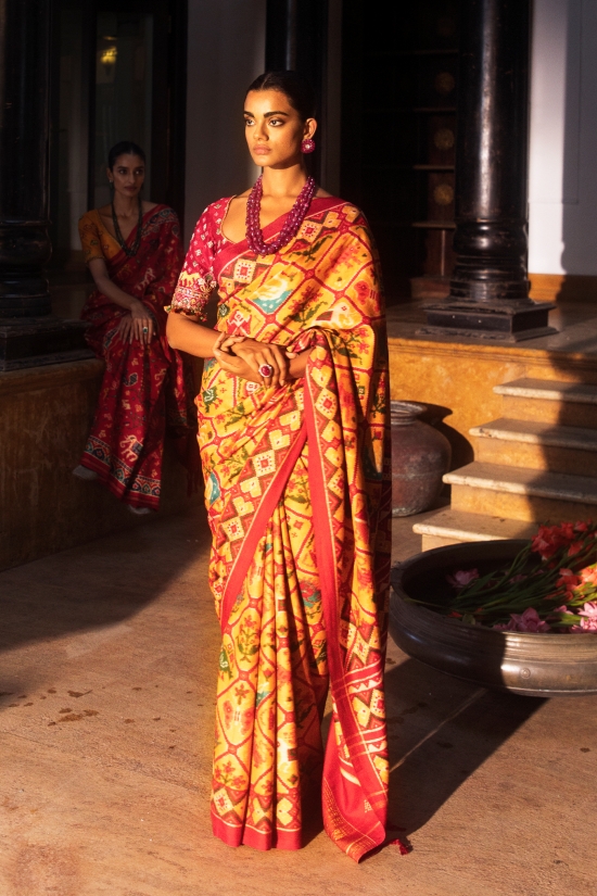 Indian Yellow Patan Patola Sari