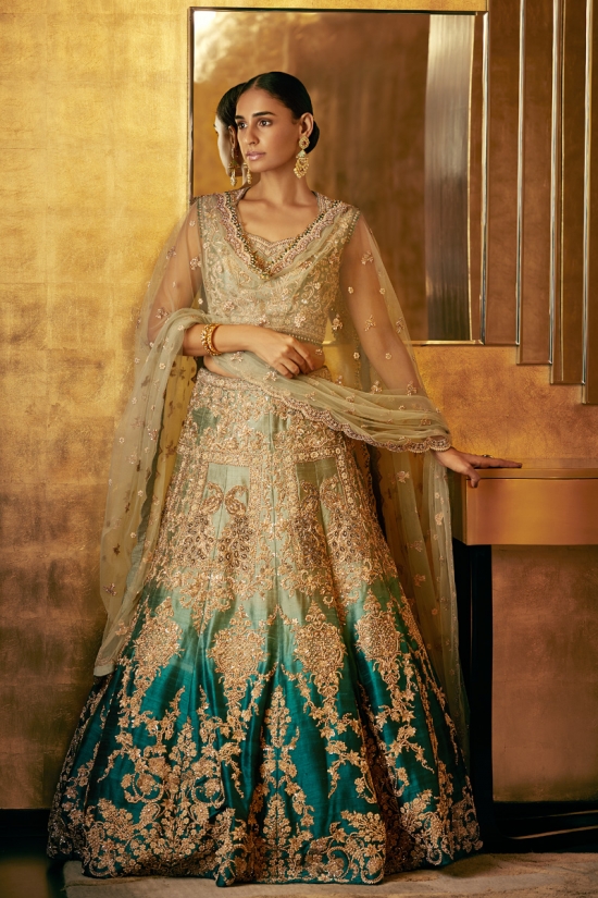 Blue Embroidered Lehenga