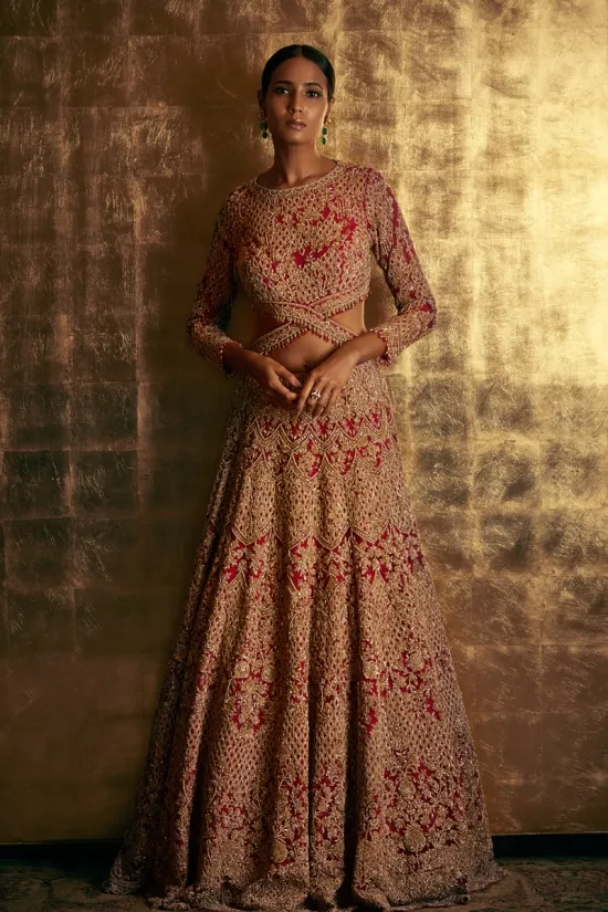 Coral Embroidered Lehenga Coral Embroidered Lehenga