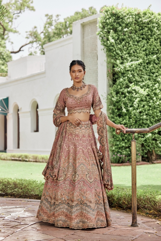 Soft Pink Silk Crepe Lehenga