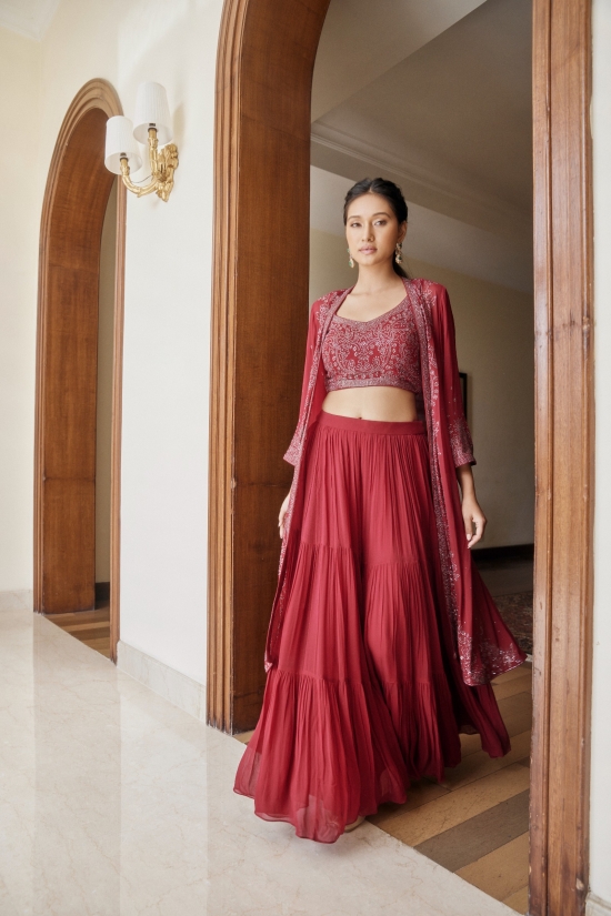 Cherry Pink Cape Sharara