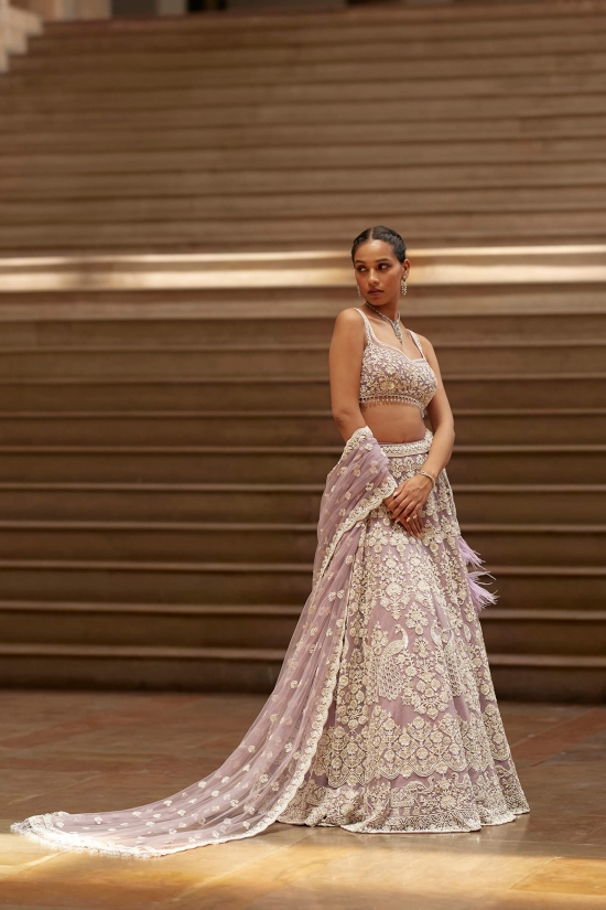 Lavender Net Lehenga