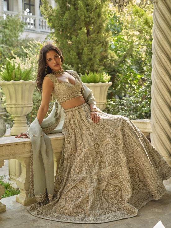 Matcha Green Organza Lehenga