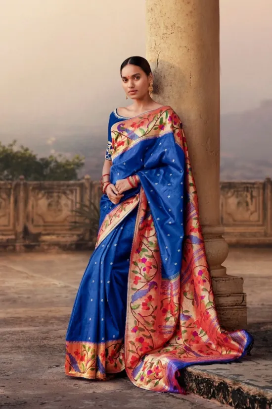 Electric Blue Paithani Saree Electric Blue Paithani Saree
