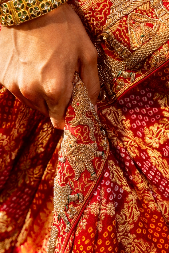 Red Banarasi Weave Bandhani Saree