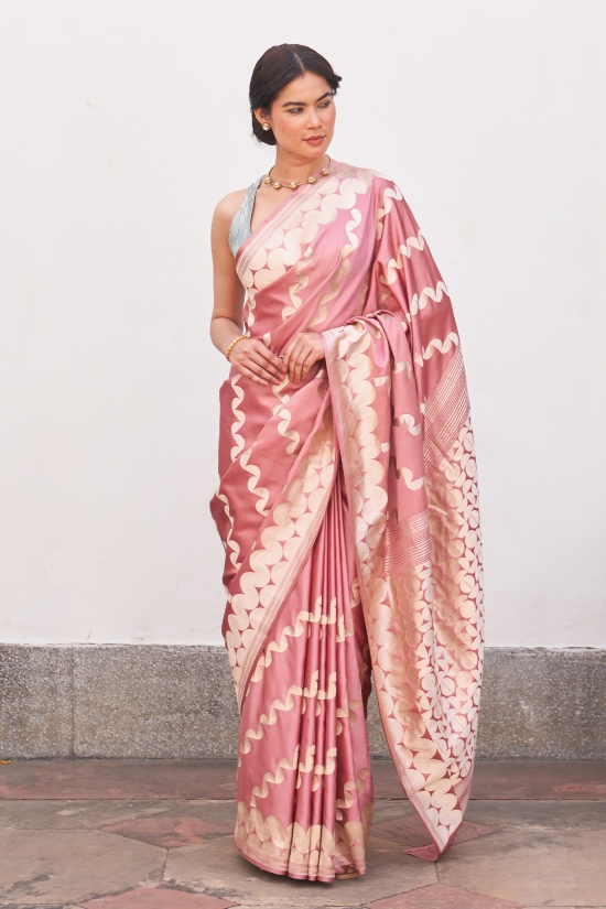 Blush Pink Mashru Silk Saree
