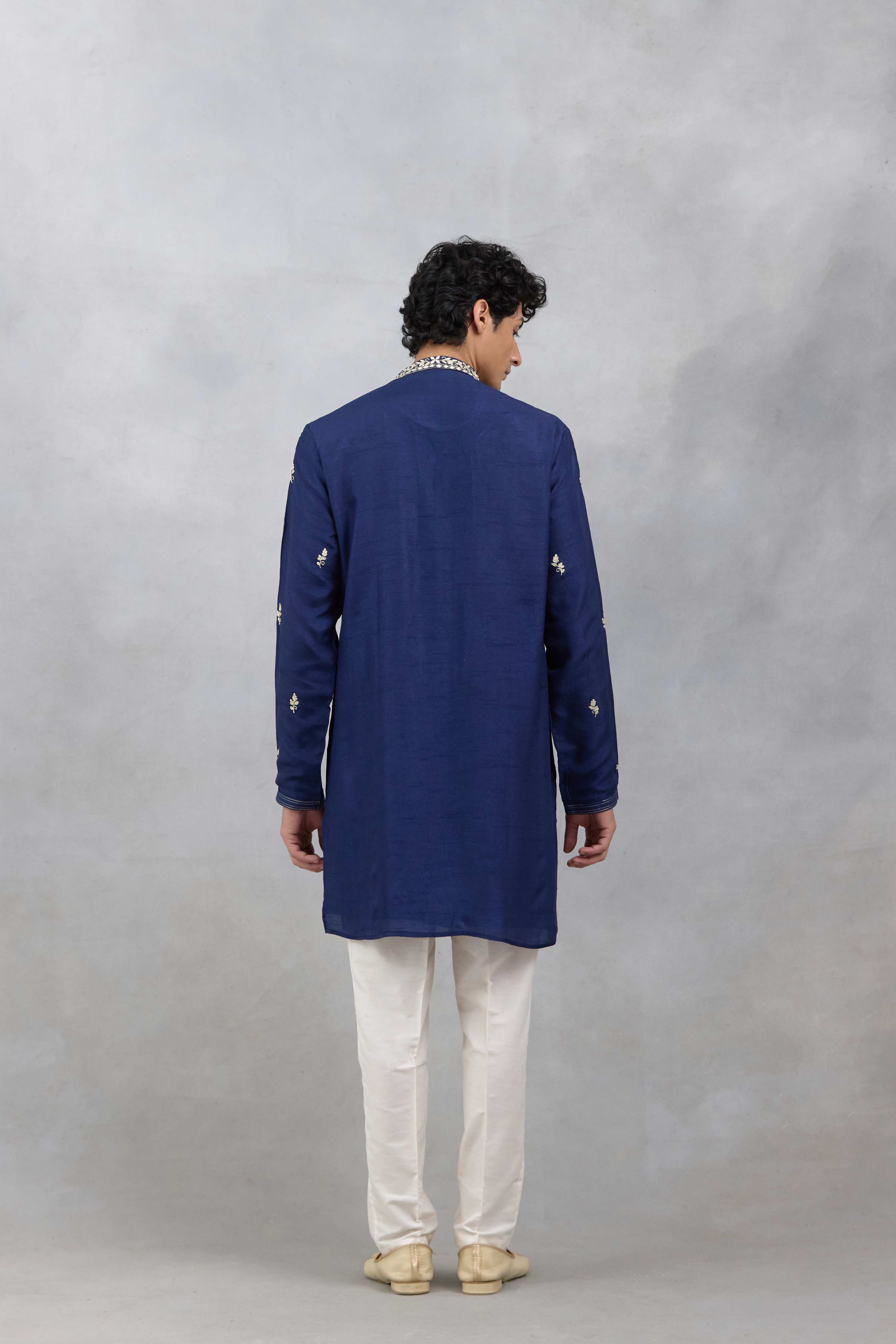 Navy Sheesh Kurta Set