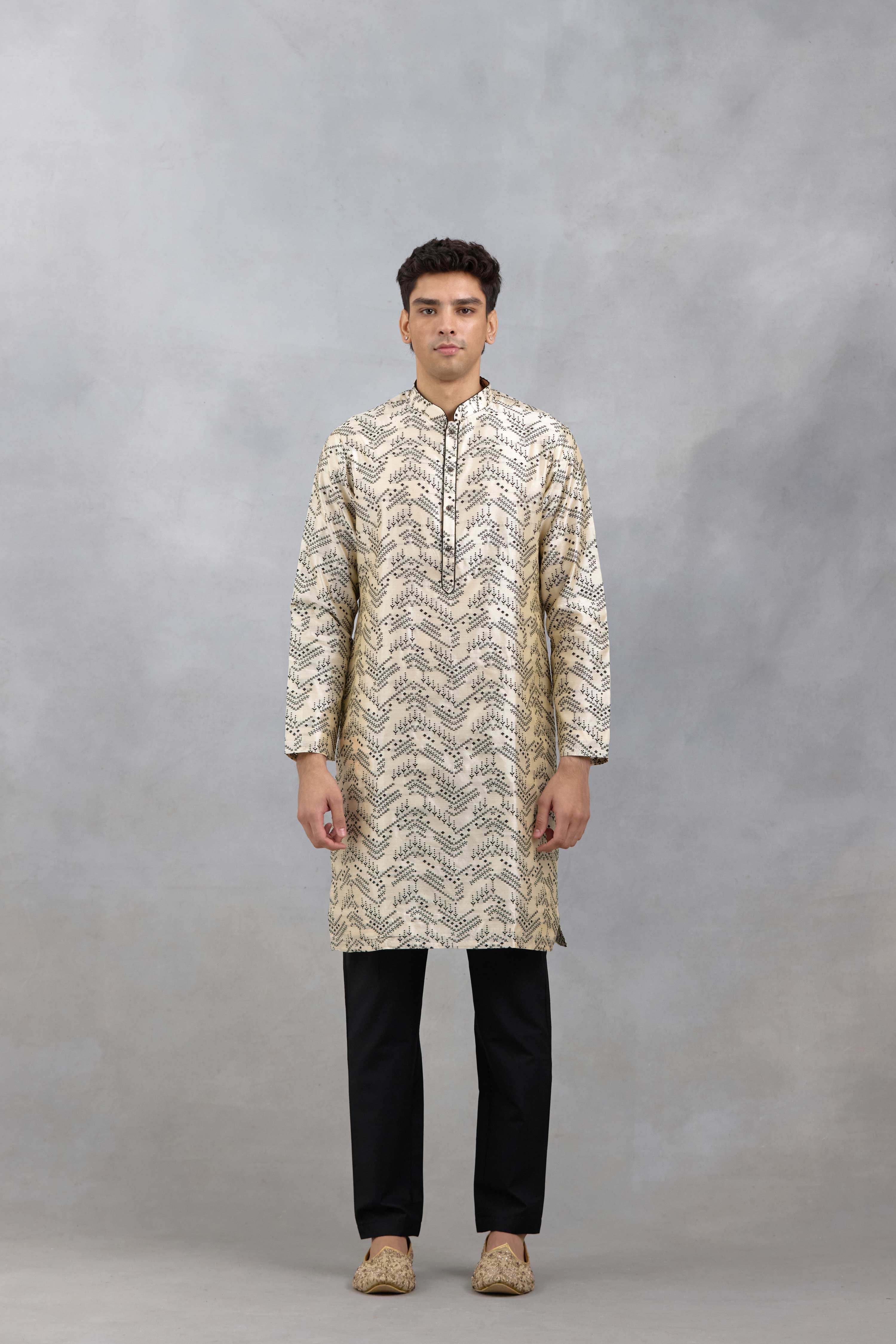 Ivory Geometric Kurta Set