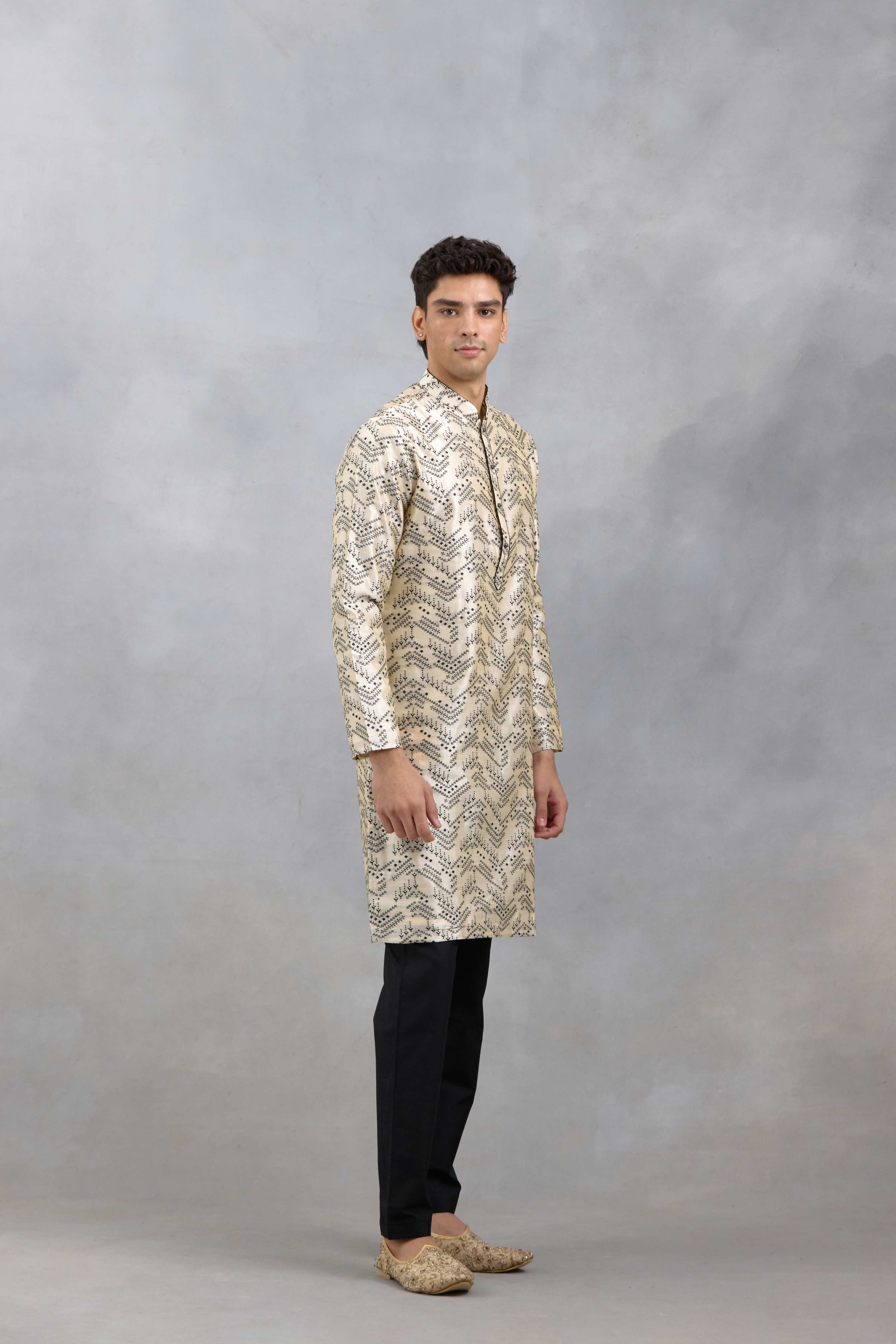 Ivory Geometric Kurta Set