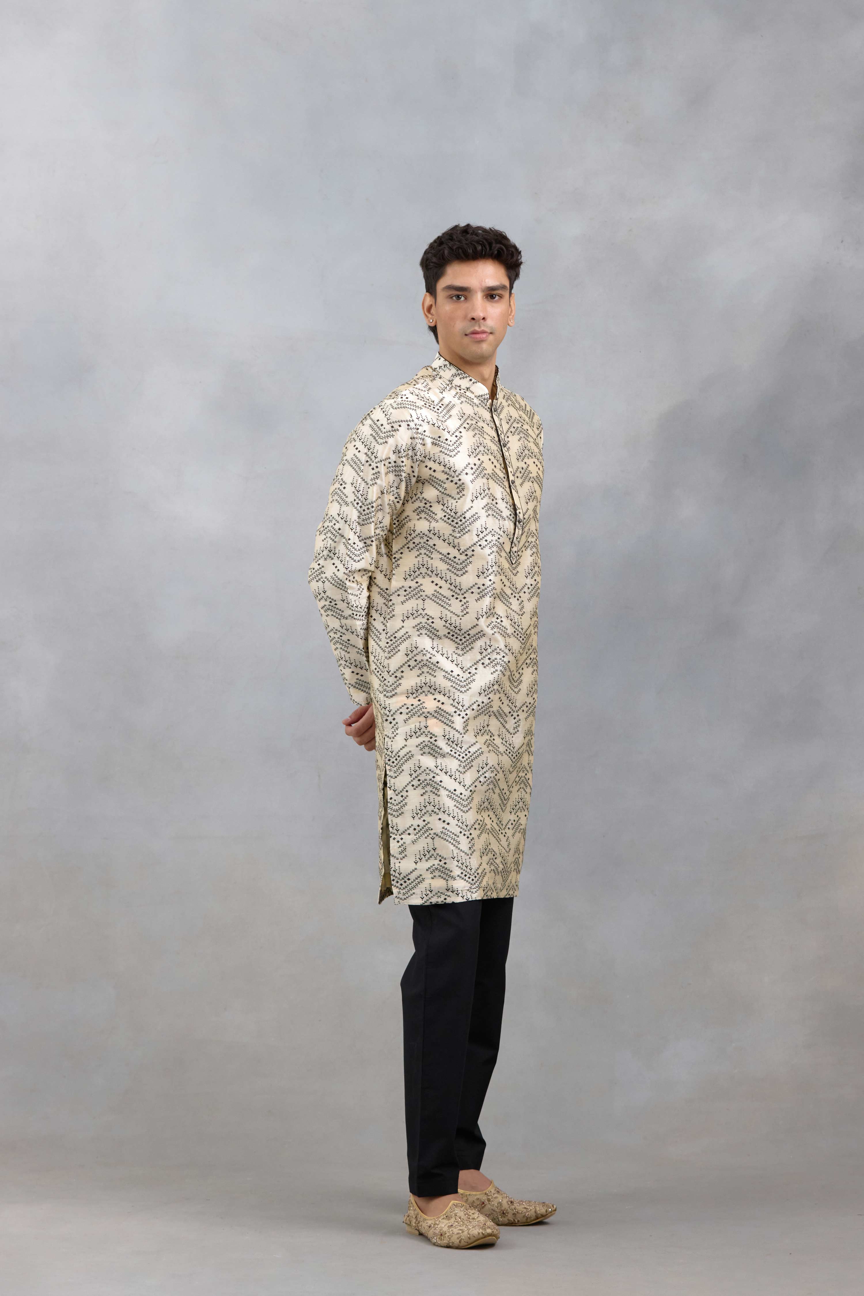 Ivory Geometric Kurta Set