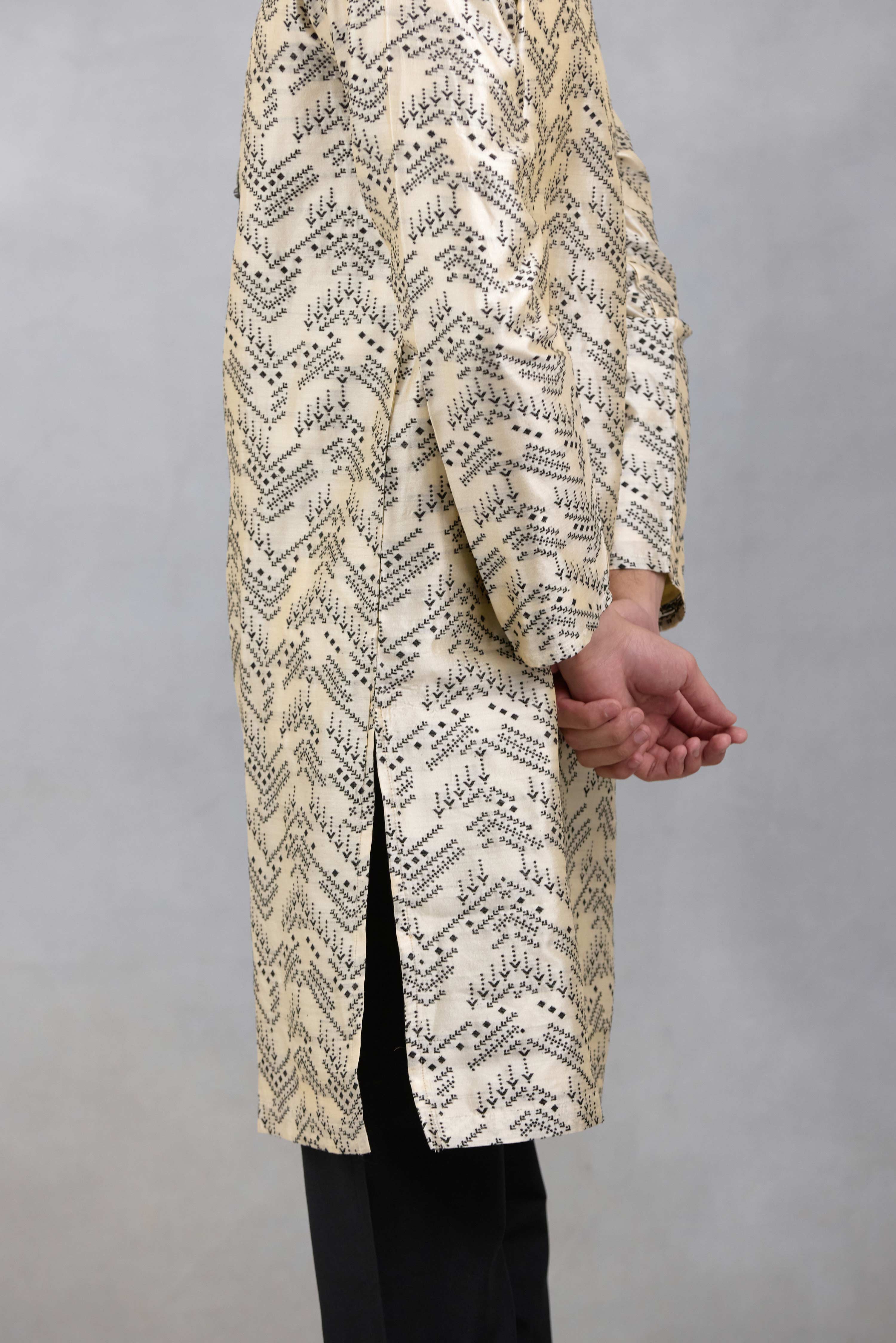 Ivory Geometric Kurta Set