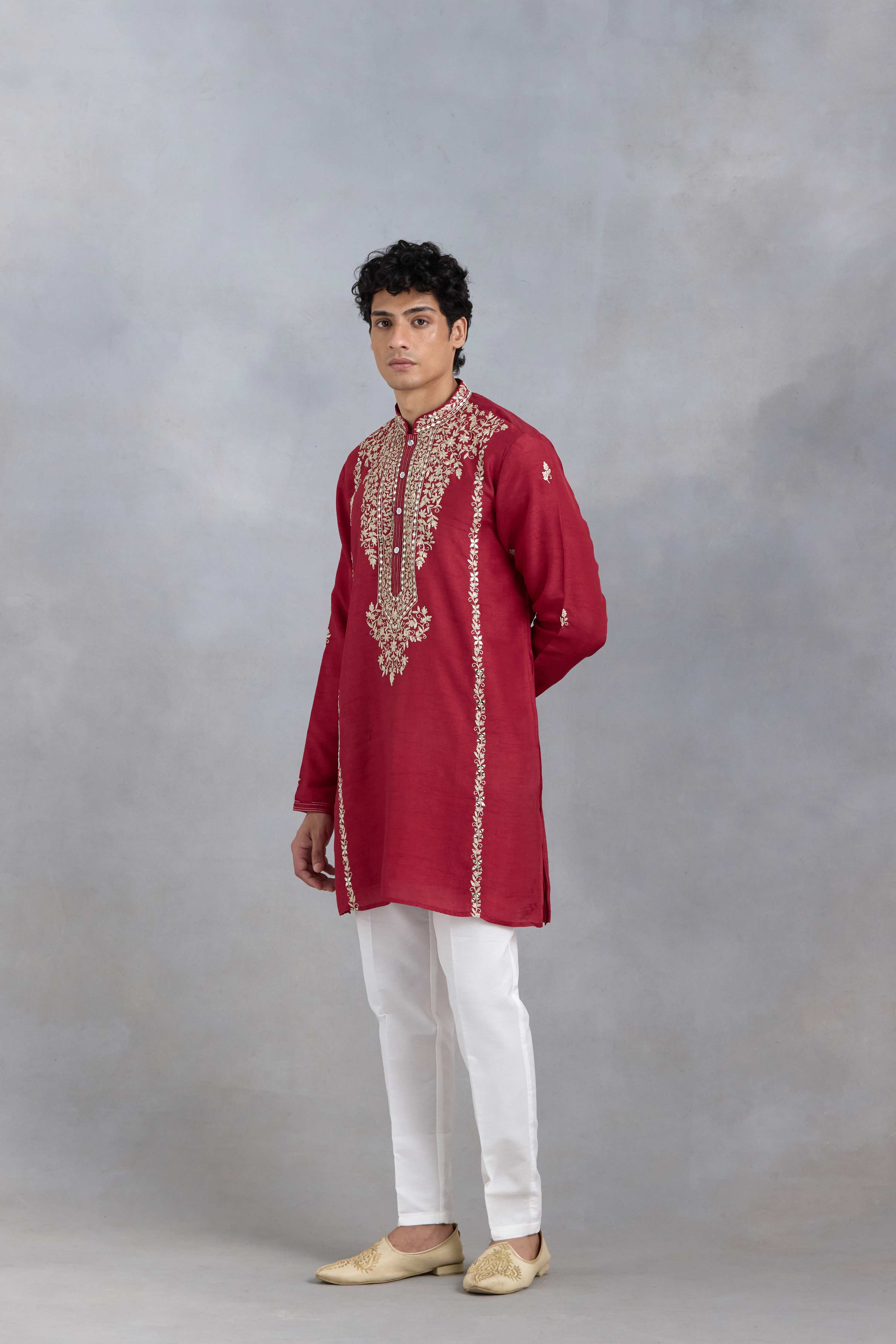 Maroon Sheesh Kurta Set