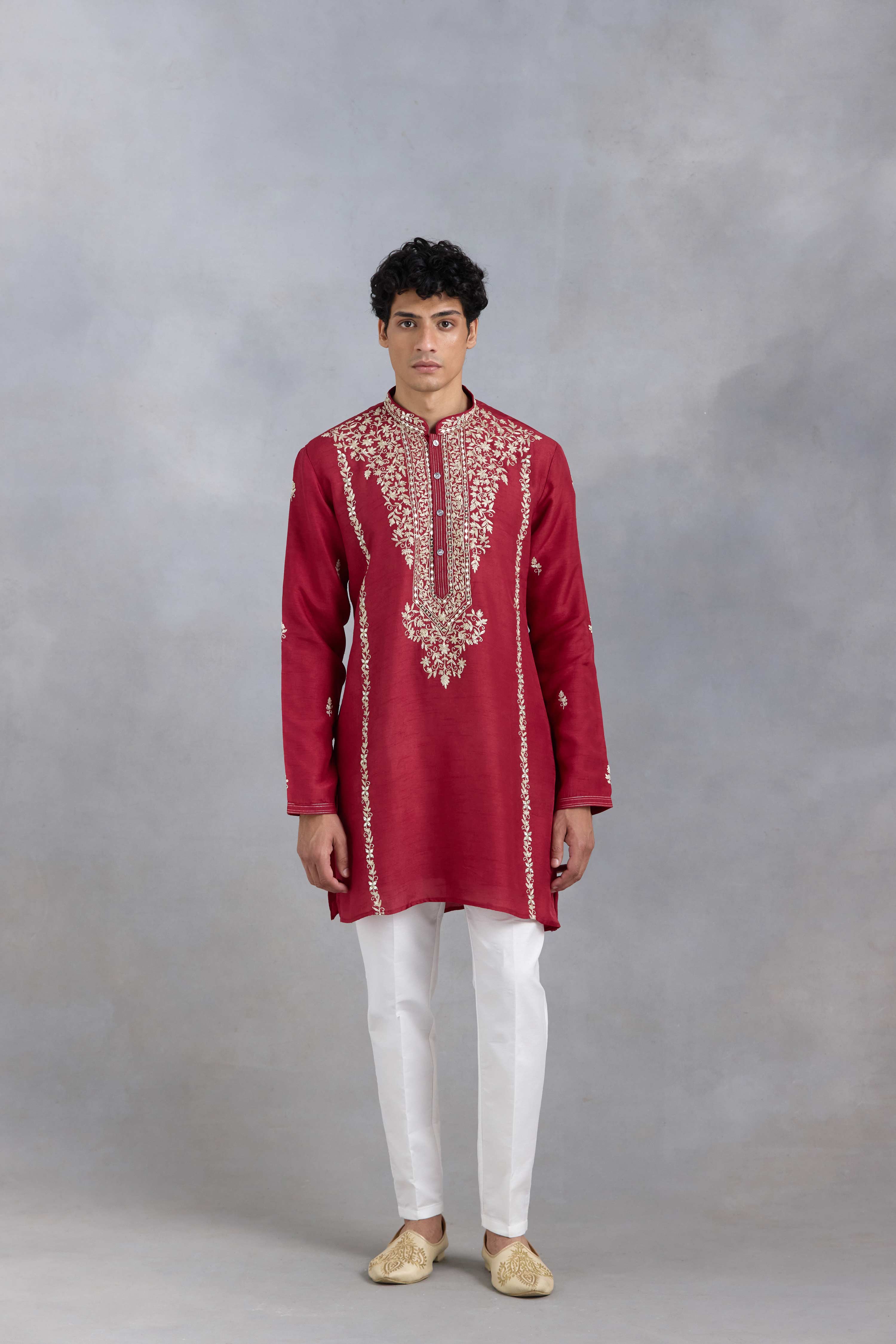 Maroon Sheesh Kurta Set