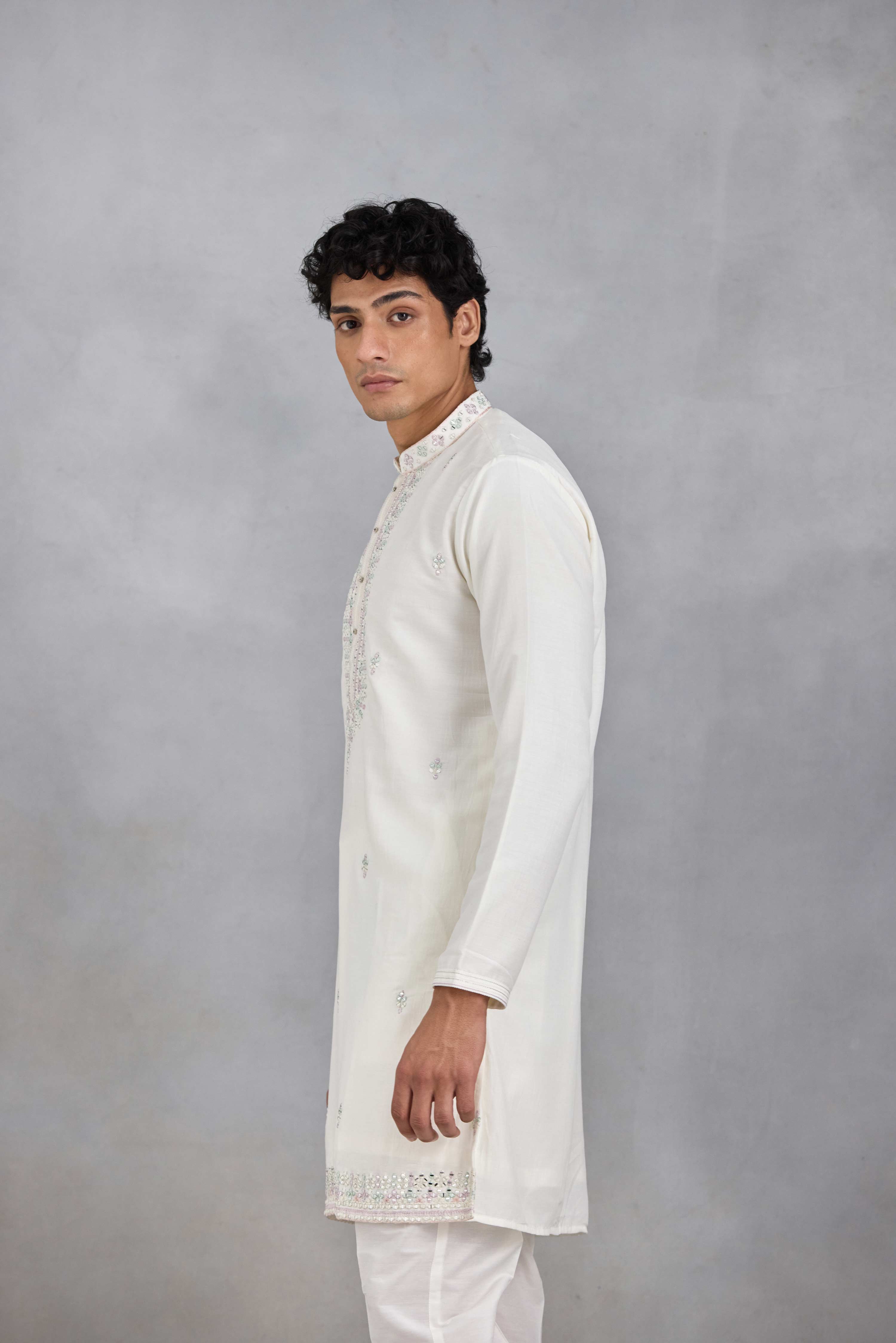Ivory Cotton Silk Kurta Set