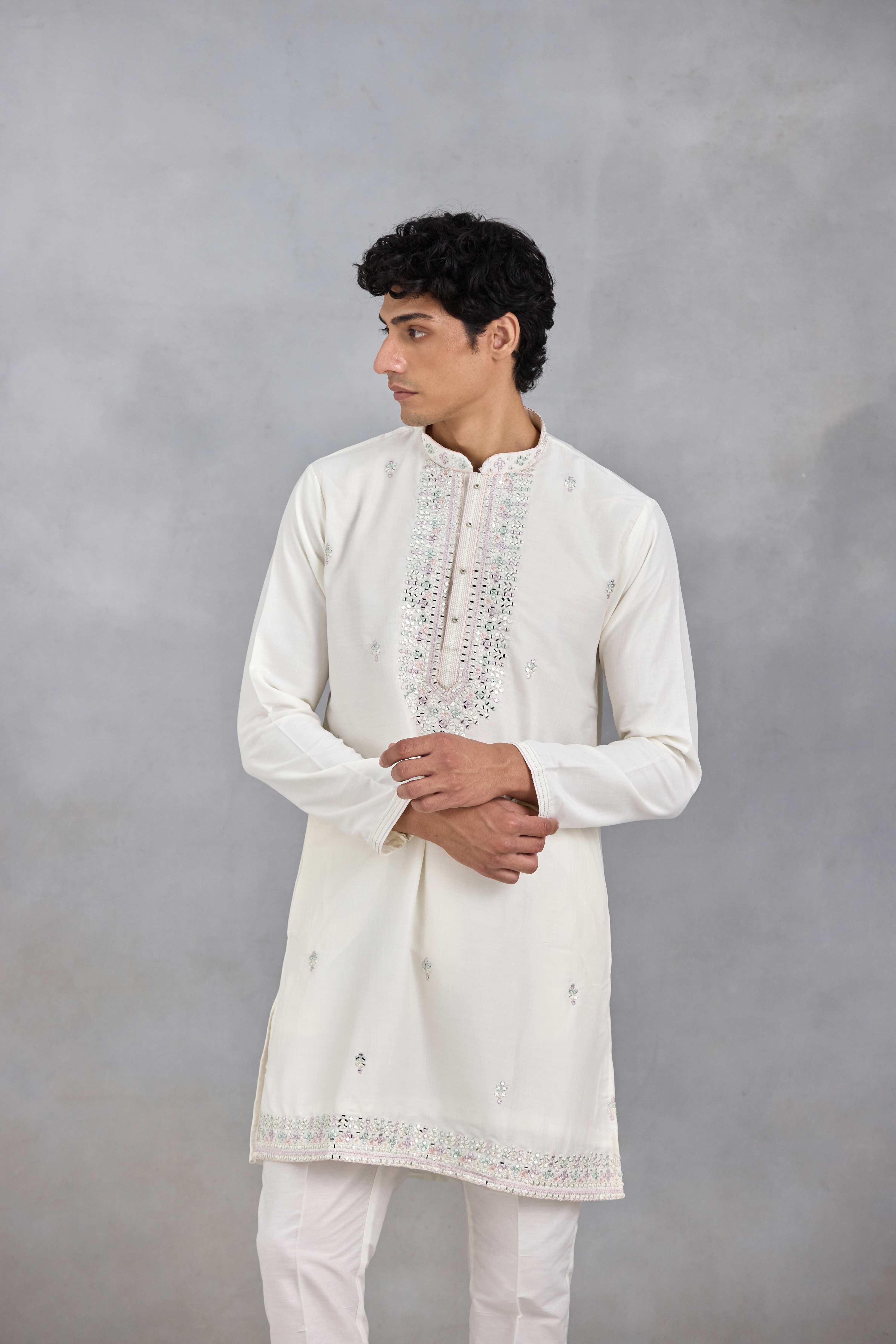 Ivory Cotton Silk Kurta Set