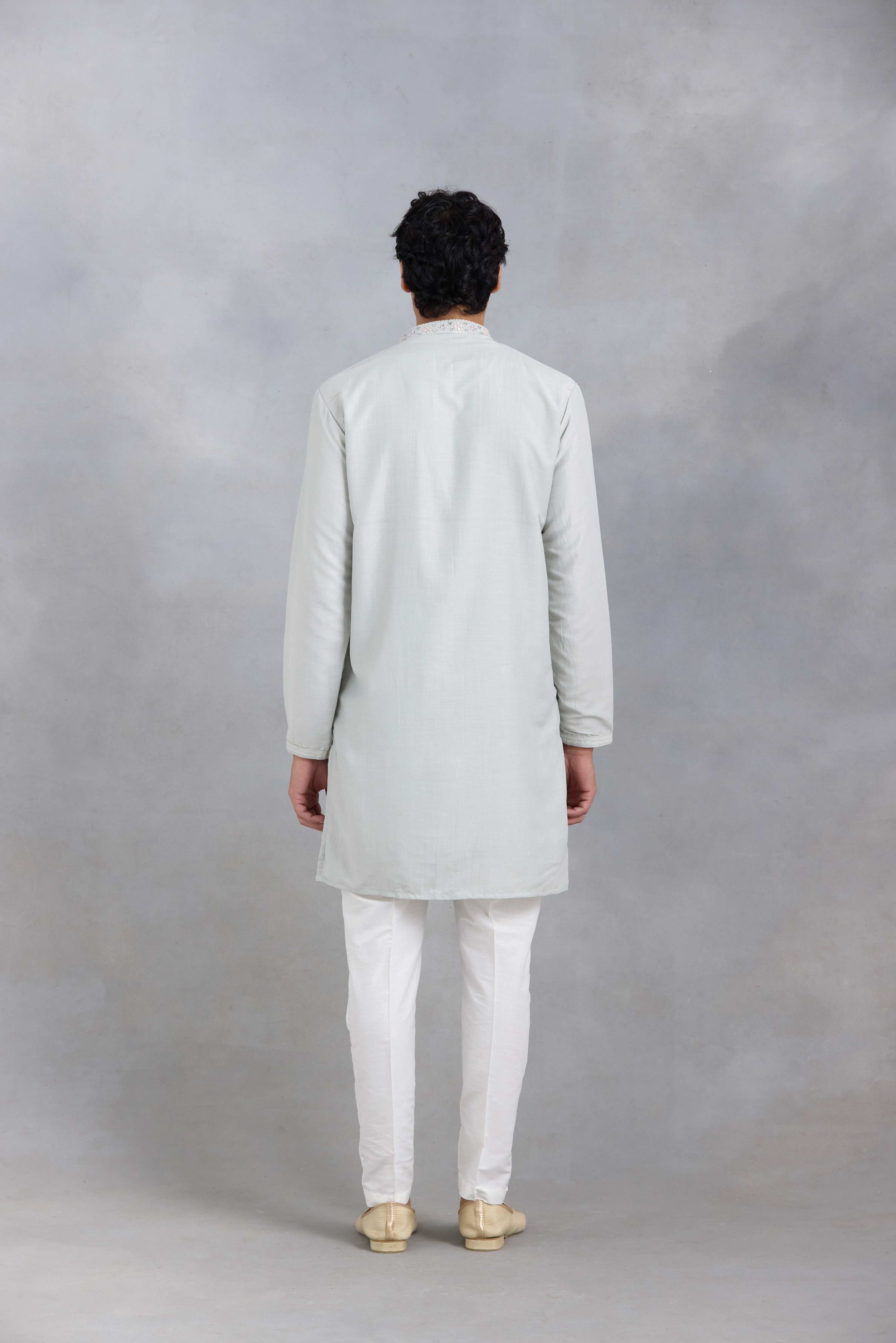 Grey Mirror Work Kurta Set